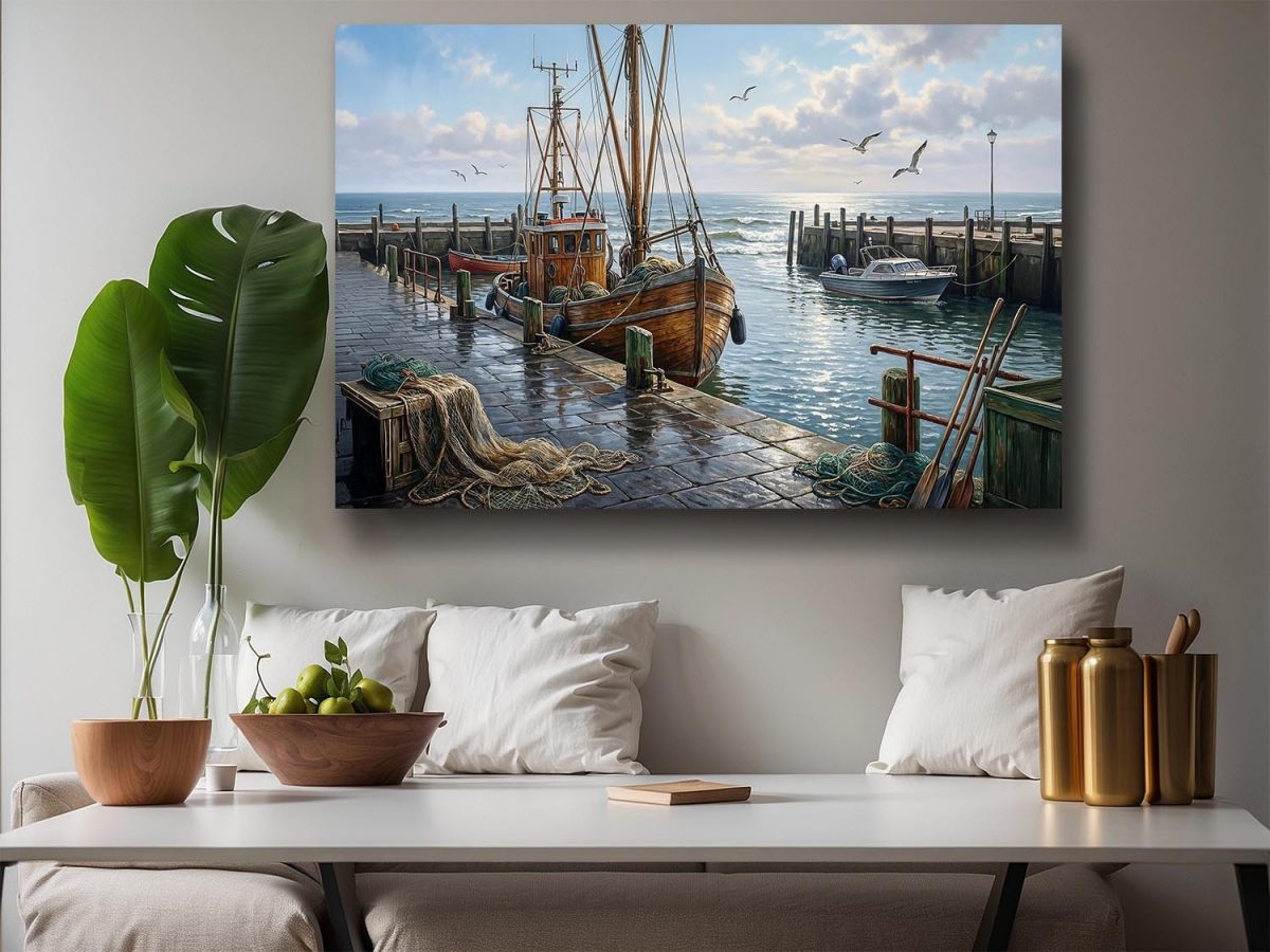 57-925.jpg Stille im Hafenlicht- Maritimes Motiv- Bild auf Leinwand