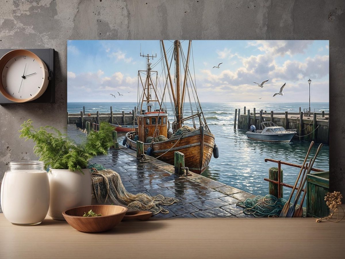 57-927.jpg Stille im Hafenlicht- Maritimes Motiv- Bild auf Leinwand