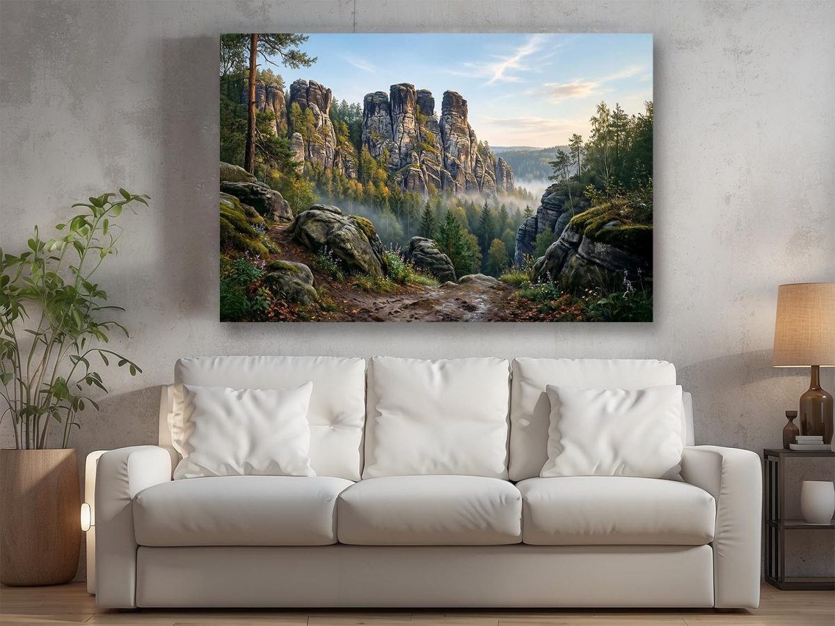 57-929.jpg Morgenstille im Felsental - bei Sonnenaufgang, Gebirge, Bild auf Leinwand