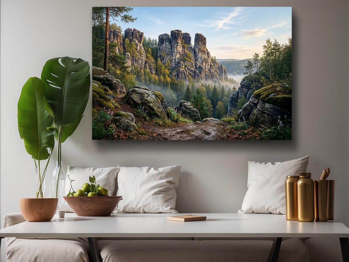 57-930.jpg Morgenstille im Felsental - bei Sonnenaufgang, Gebirge, Bild auf Leinwand