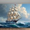 57-95.jpg Segelschiff auf hoher See unter dramatischem Himmel , Digital Art,