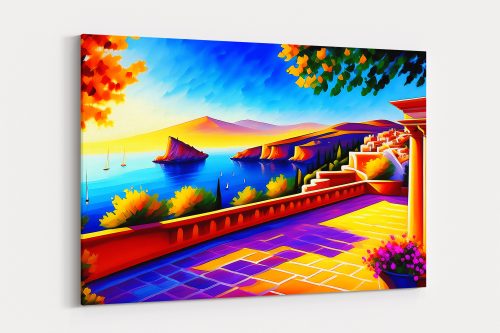 Meeresblick von der Terrasse – Bild auf Leinwand