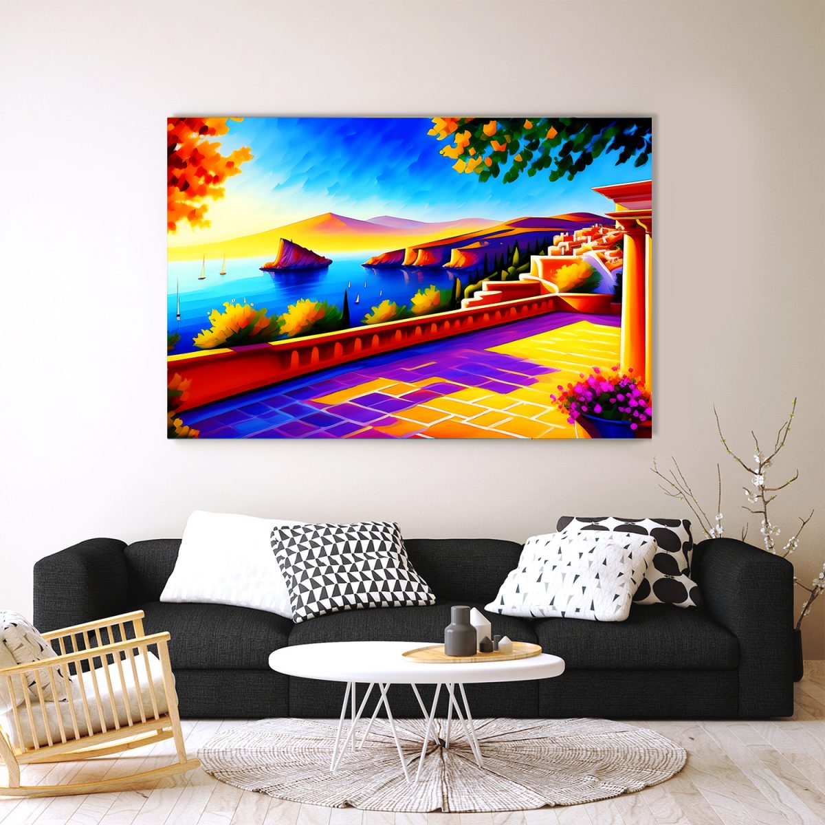 Meeresblick von der Terrasse – Bild auf Leinwand