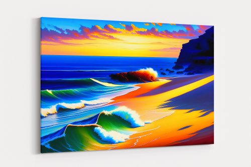 Sonnenuntergang am Strand – Bild auf Leinwand