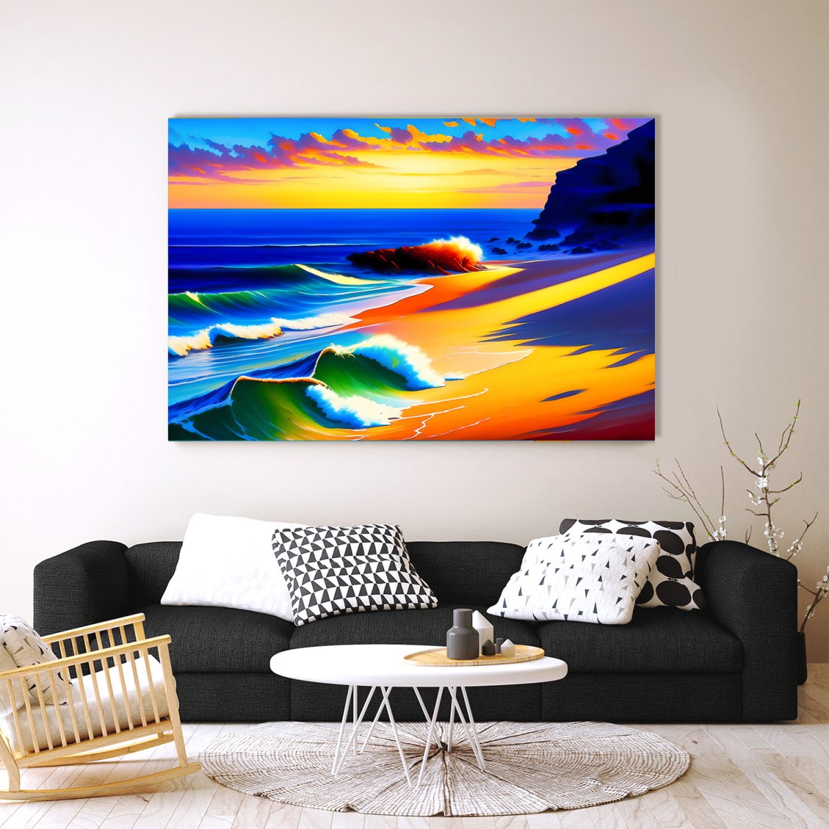 Sonnenuntergang am Strand – Bild auf Leinwand