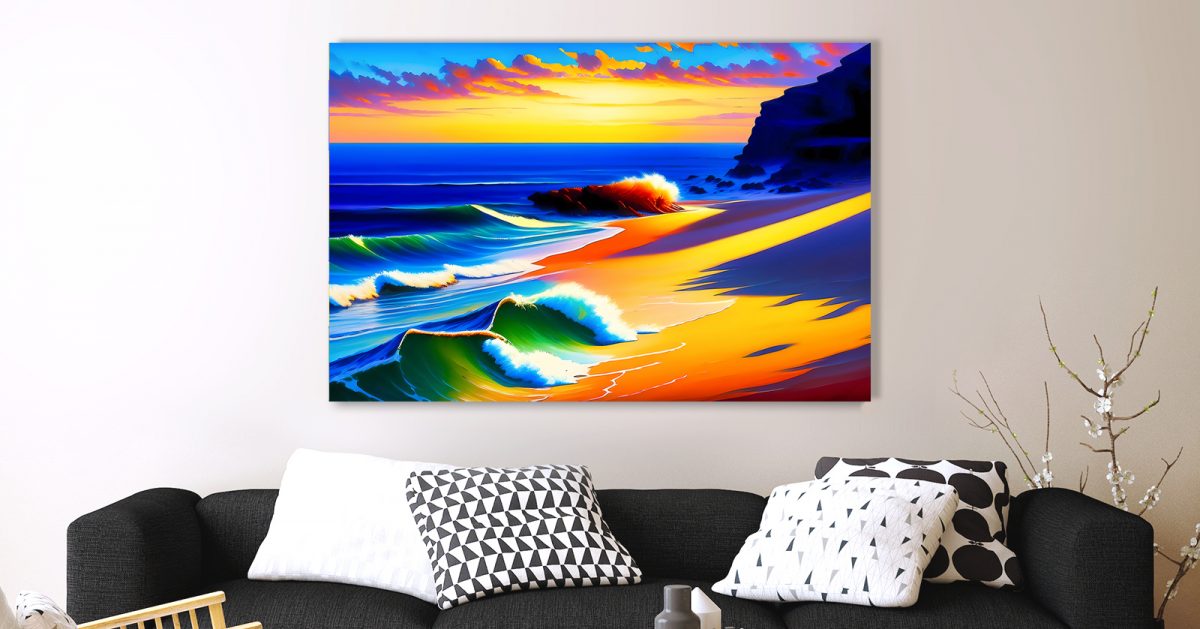 Sonnenuntergang am Strand – Bild auf Leinwand