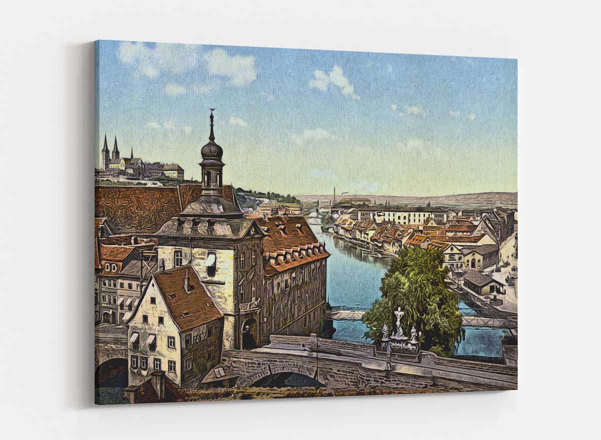 Bamberg-1900-1 Bamberg um 1900, auf Leinwand, wie Ölgemälde, Digital Art