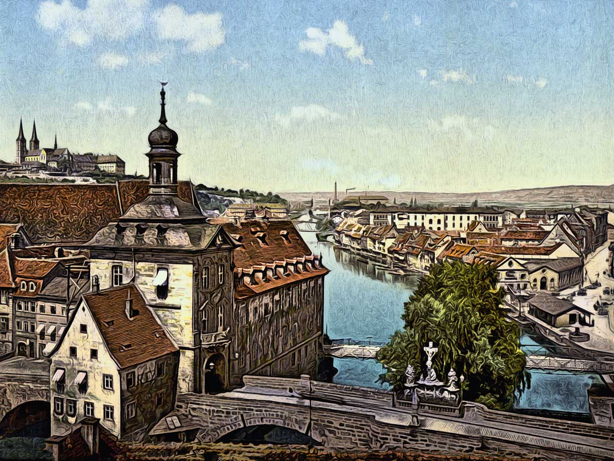 Bamberg-1900-1k Bamberg um 1900, auf Leinwand, wie Ölgemälde, Digital Art