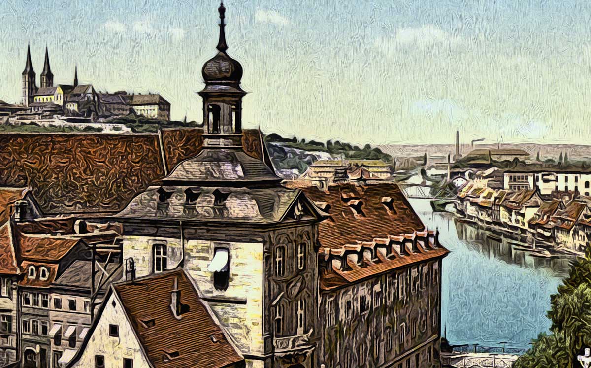 Bamberg-1900-1k1 Bamberg um 1900, auf Leinwand, wie Ölgemälde, Digital Art