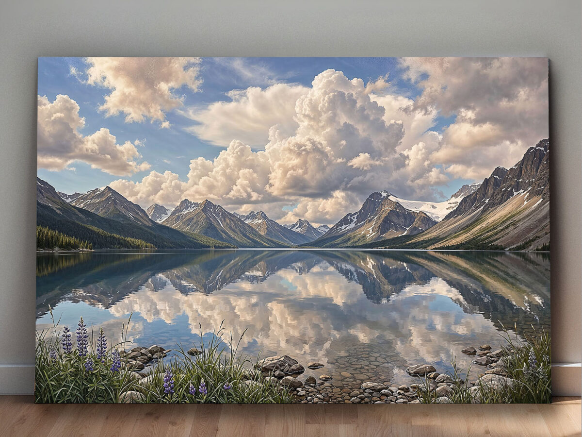 XXL Leinwandbild Bergsee Alpen Spiegelung - Natur Landschaft Wandbild