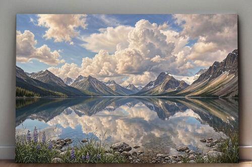 Bergsee-1-2_0000_Gruppe 5 XXL Leinwandbild Bergsee Alpen Spiegelung - Natur Landschaft Wandbild