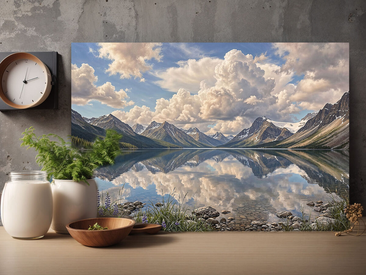 XXL Leinwandbild Bergsee Alpen Spiegelung - Natur Landschaft Wandbild