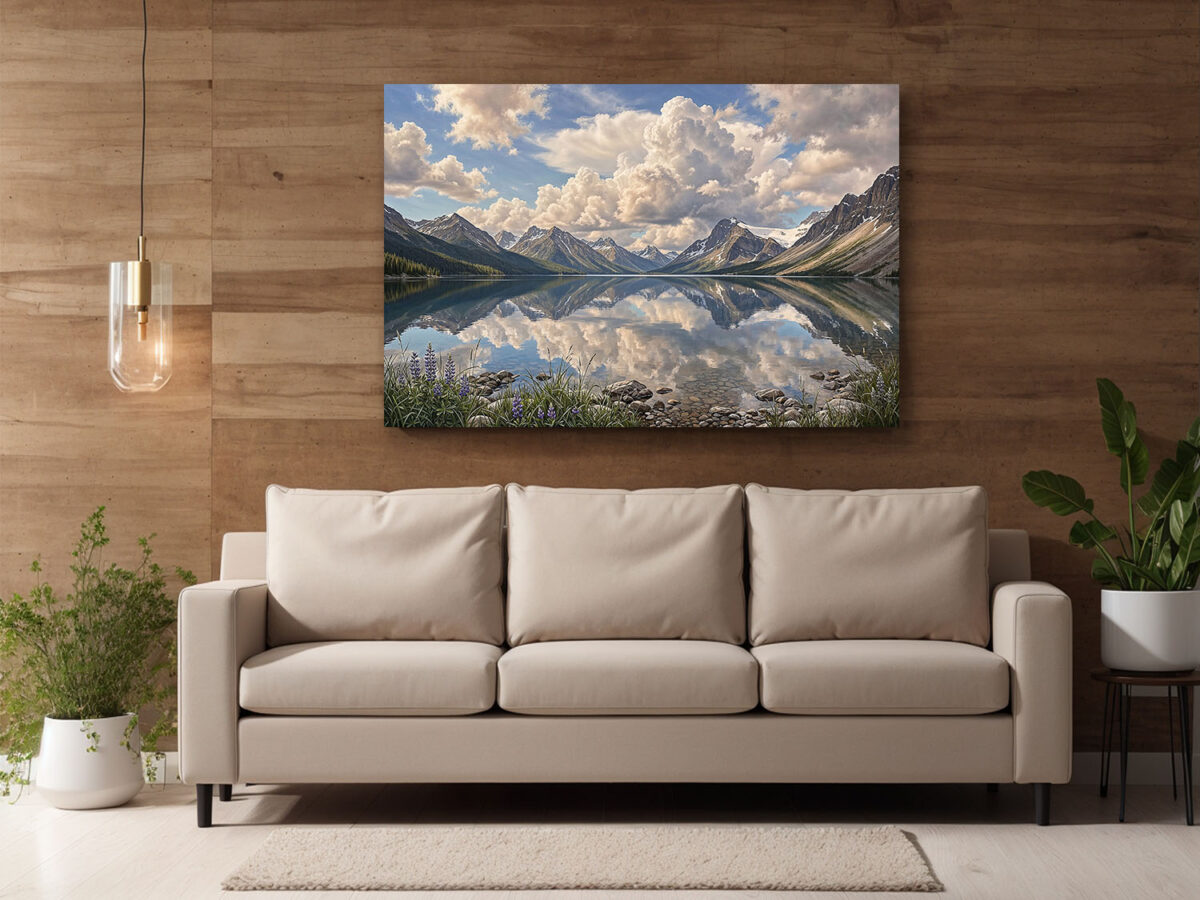 XXL Leinwandbild Bergsee Alpen Spiegelung - Natur Landschaft Wandbild