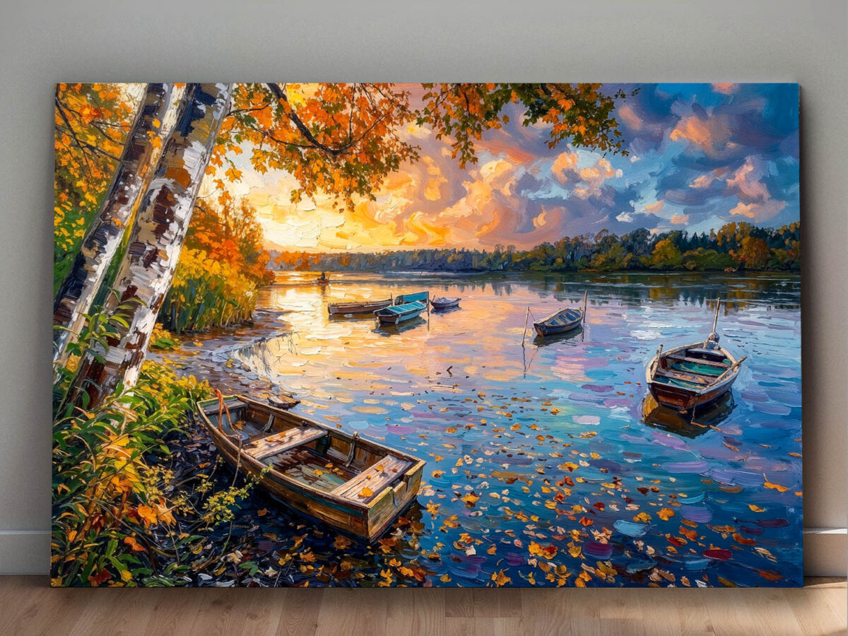 Herbstlicher Seestille - Bild auf Leinwand