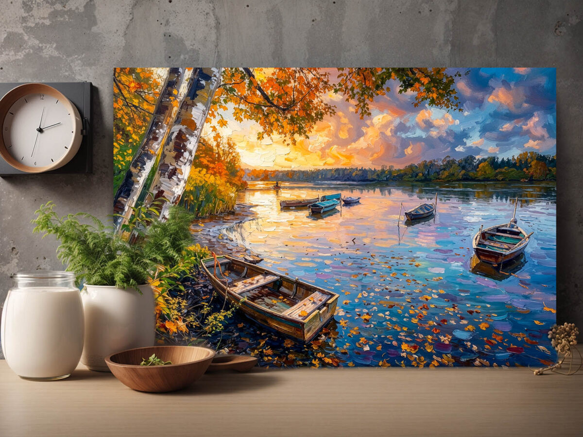 Herbstlicher Seestille - Bild auf Leinwand