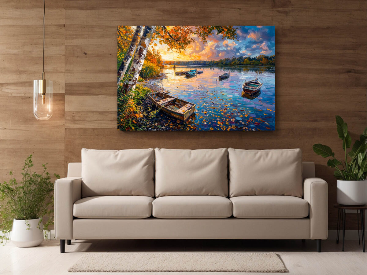 Herbstlicher Seestille - Bild auf Leinwand