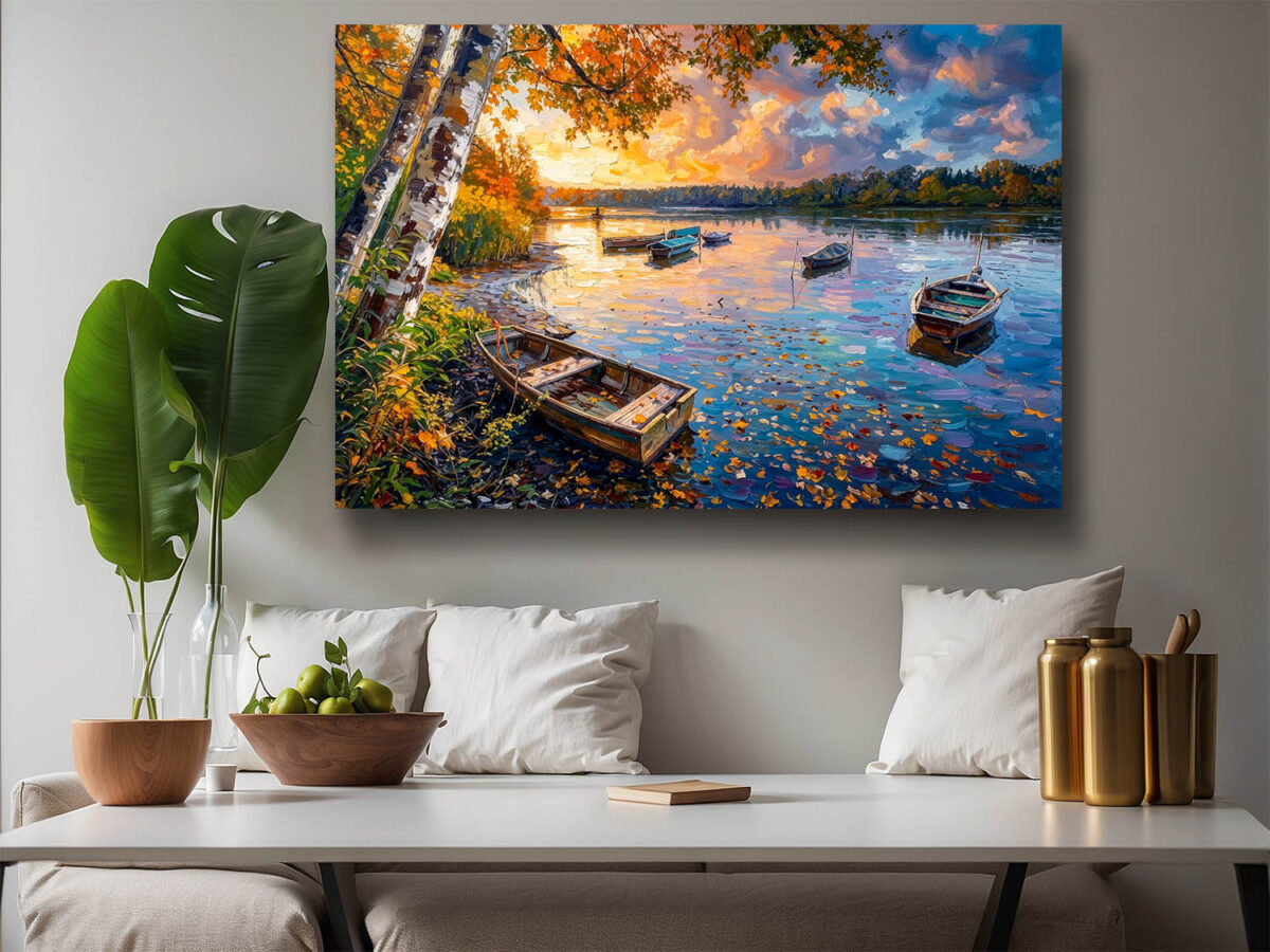 Herbstlicher Seestille - Bild auf Leinwand