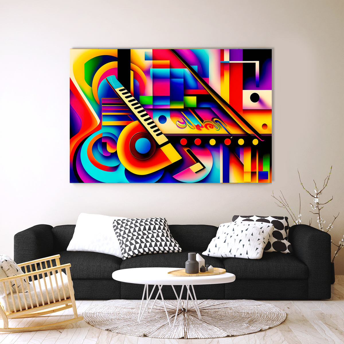 Expr6-2 Expressionismus Komposition, Bild auf Leinwand, Stahlende Farben, wie Gemälde,