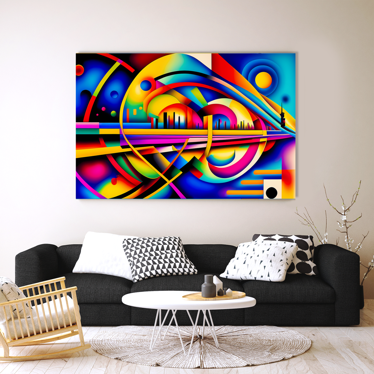 Expr7-2 Expressionismus Komposition, Bild auf Leinwand, Stahlende Farben, wie Gemälde,