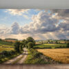 XXL Leinwandbild Landschaft Feldweg Sonnenstrahlen - Bild auf Leinwand