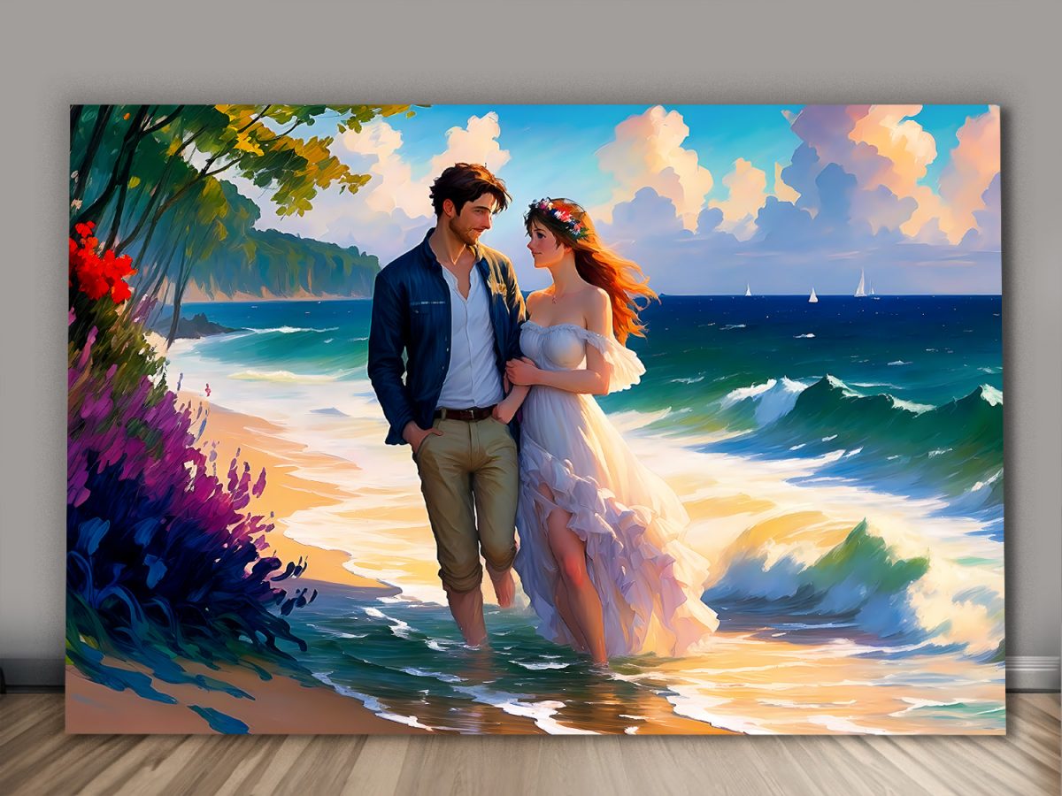 Liebespaar_am_Strand_1_1 Liebespaar am Strand – Bild auf Leinwand