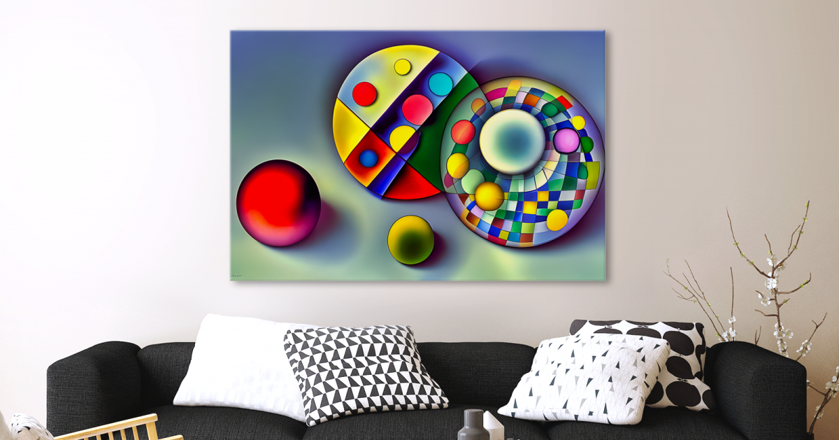 Paperweight3 Glaskugeln - Expressionismus Komposition auf Leinwand