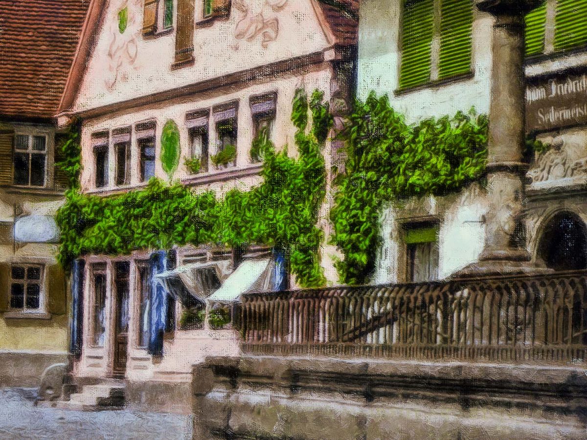 Rothenburg ob der Tauber - Röderbogen und Markusturm um 1910, wie Ölgemälde, Digital Art