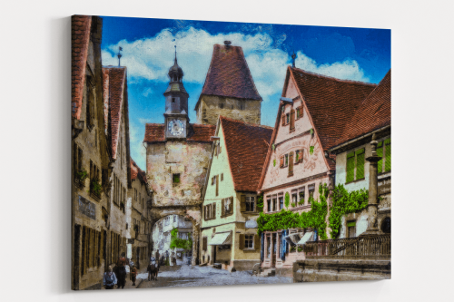 Rothenburg ob der Tauber - Röderbogen und Markusturm um 1910, wie Ölgemälde, Digital Art