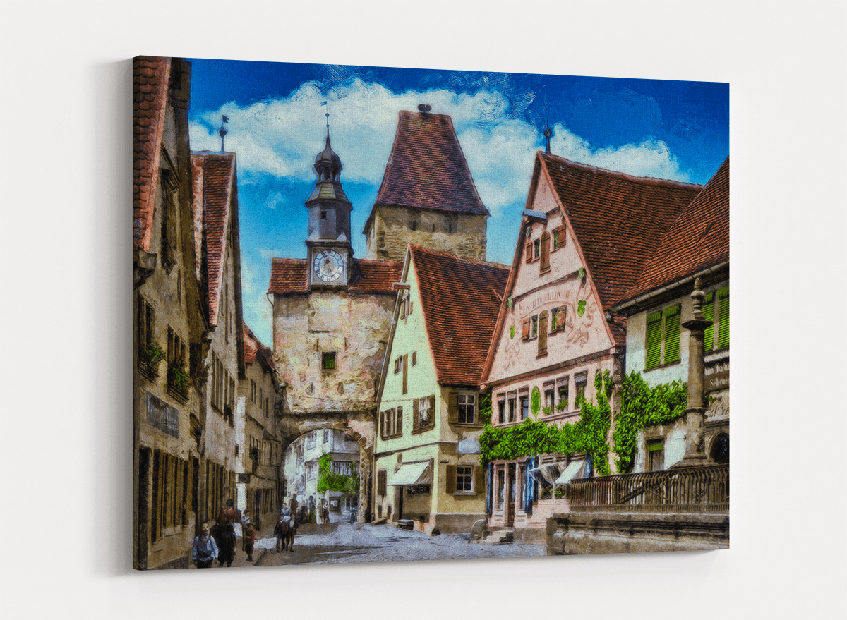 Rothenburg ob der Tauber - Röderbogen und Markusturm um 1910, wie Ölgemälde, Digital Art