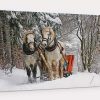 Schlittenfahrt, Winterlandschaft, Pferde, auf Leiwand, wie Gemälde wie Ölgemälde, Digital Art