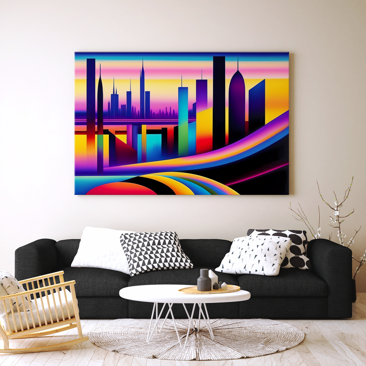 Skyline - Expressionismus Komposition auf Leinwand