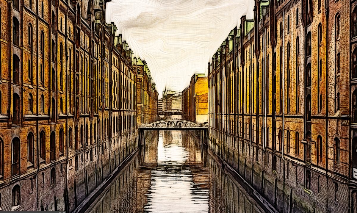 Speicherstadt-k1 Speicherstadt Hamburg, auf Leinwand, wie Ölgemälde, Digital Art