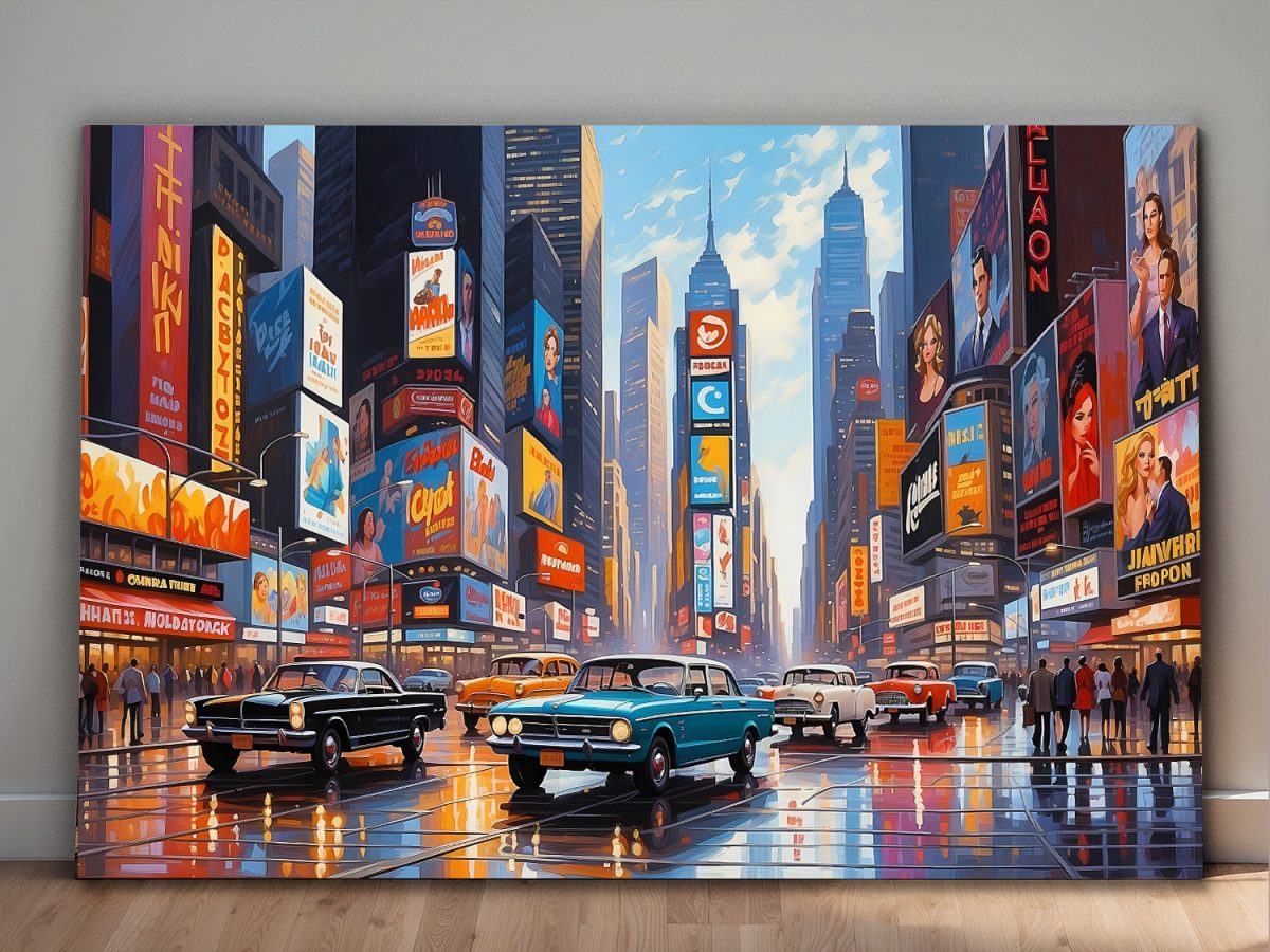 Times_Square-1 Illustration vom Times Square in New York City – Bild auf Leinwand