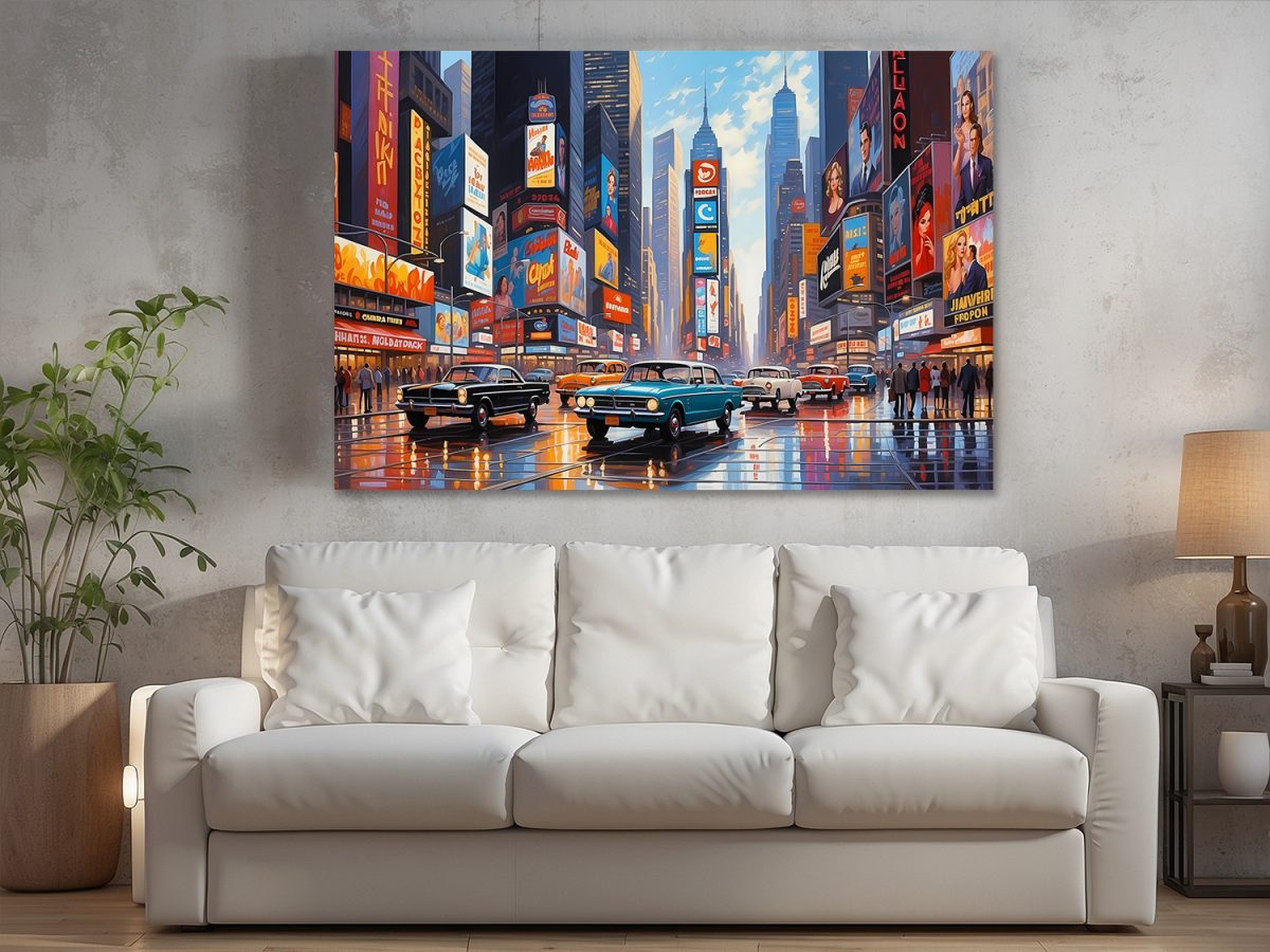 Times_Square-2 Illustration vom Times Square in New York City – Bild auf Leinwand
