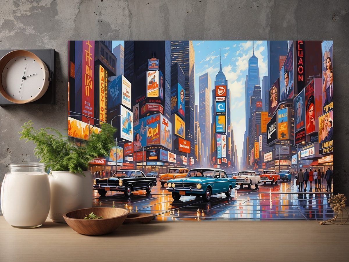 Times_Square-3 Illustration vom Times Square in New York City – Bild auf Leinwand