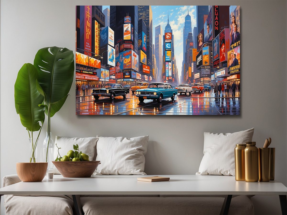 Times_Square-5 Illustration vom Times Square in New York City – Bild auf Leinwand