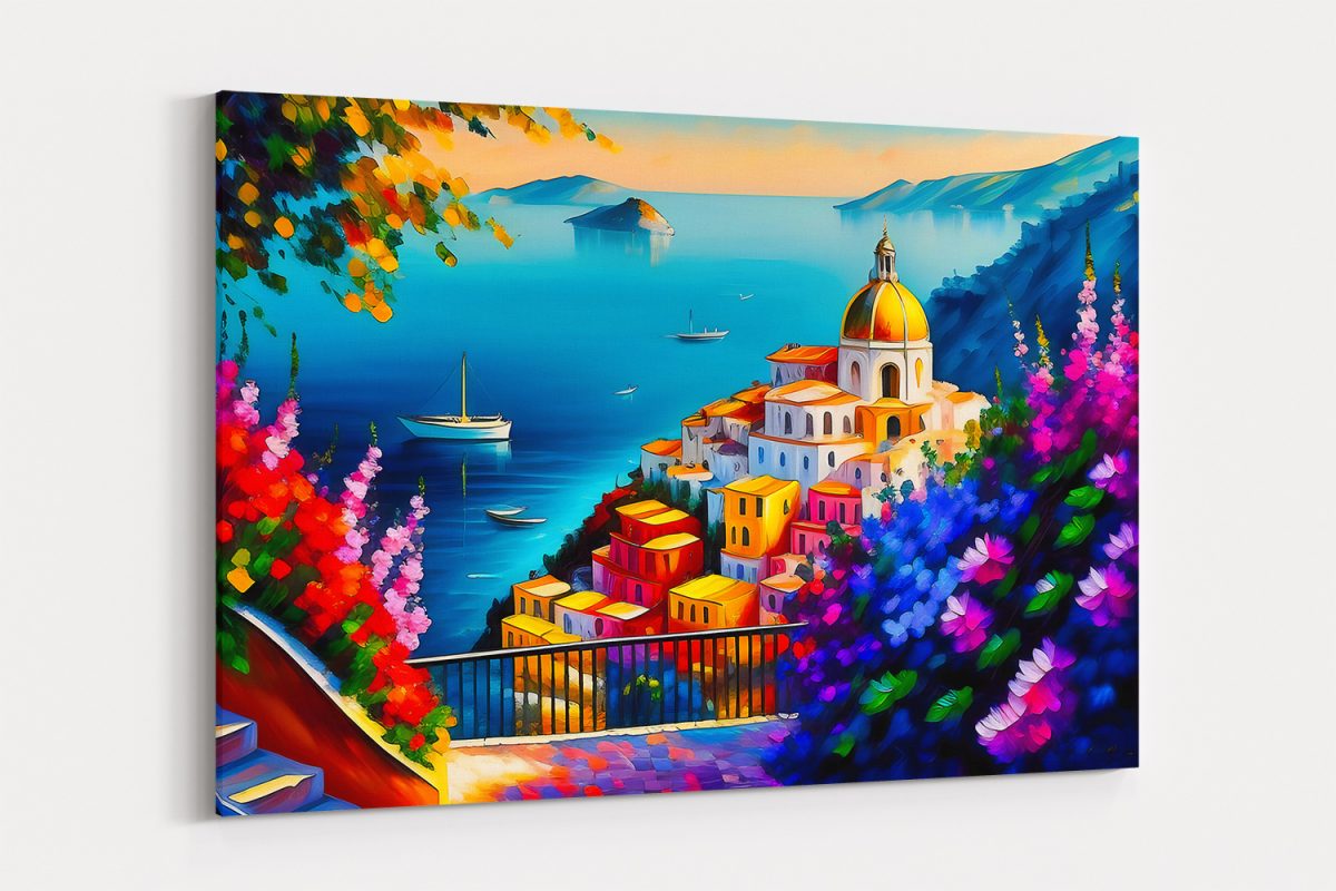 Blick auf das Meer von der Amalfiküste – Bild auf Leinwand