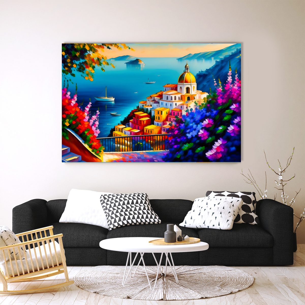 Blick auf das Meer von der Amalfiküste – Bild auf Leinwand