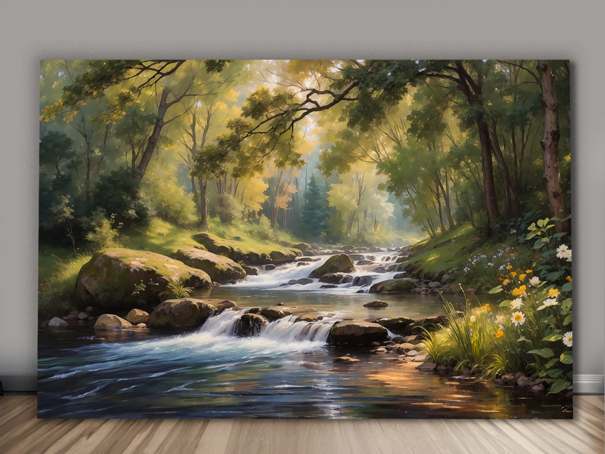 Der Waldfluss  – Bild auf Leinwand