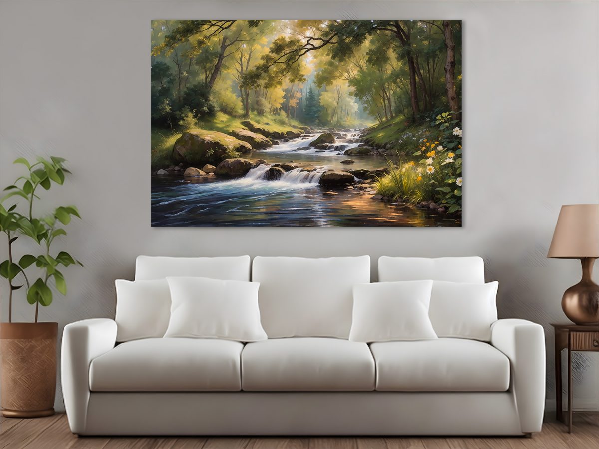 Der Waldfluss  – Bild auf Leinwand