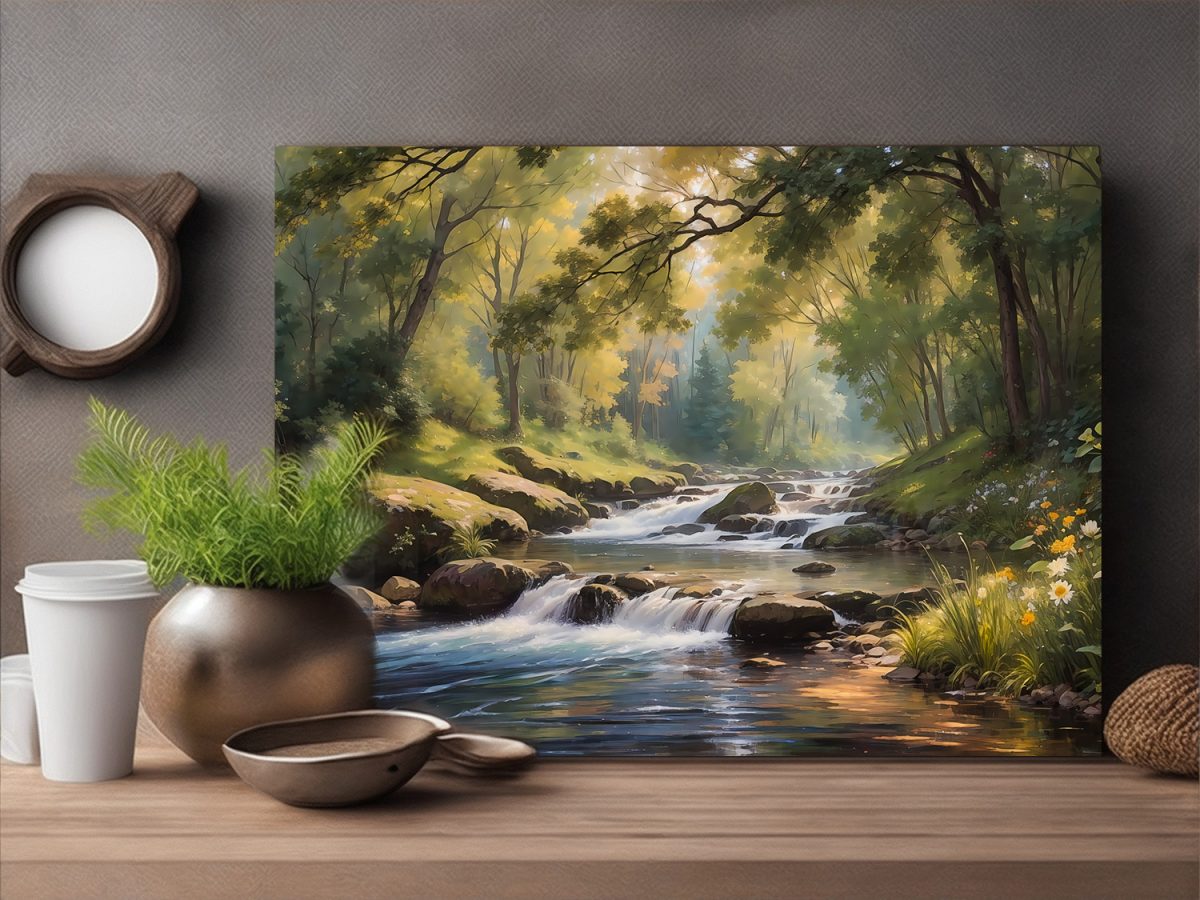 Der Waldfluss  – Bild auf Leinwand