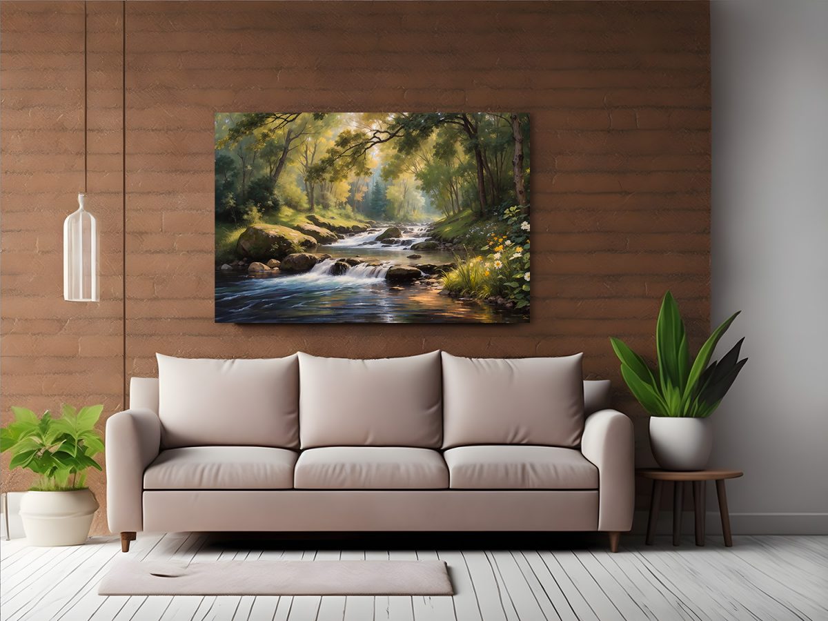 Der Waldfluss  – Bild auf Leinwand
