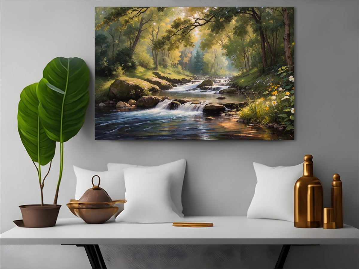 Der Waldfluss  – Bild auf Leinwand