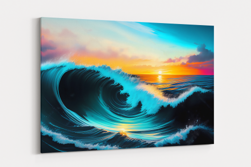 Wellen und Meer - Komposition auf Leinwand, wie Ölgemälde