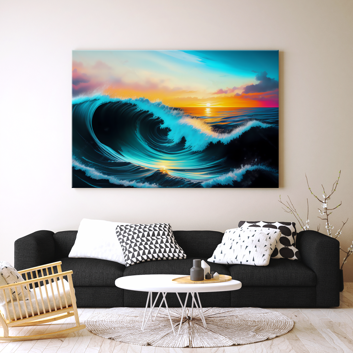 Wellen und Meer - Komposition auf Leinwand, wie Ölgemälde