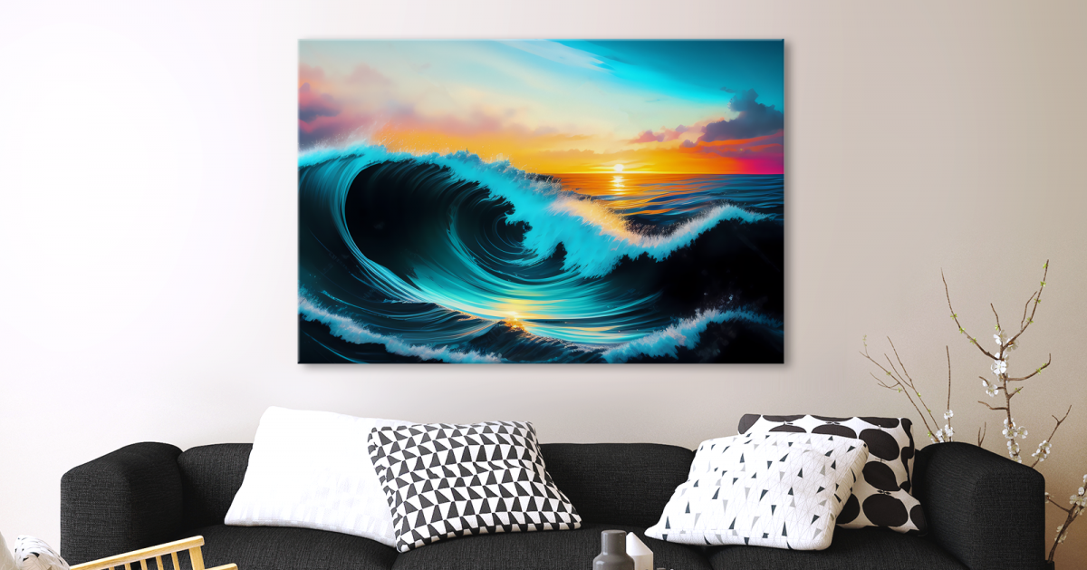 Wellen und Meer - Komposition auf Leinwand, wie Ölgemälde