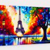 Eifelturm Paris Szene im Stil des Impressionismus – Bild auf Leinwand