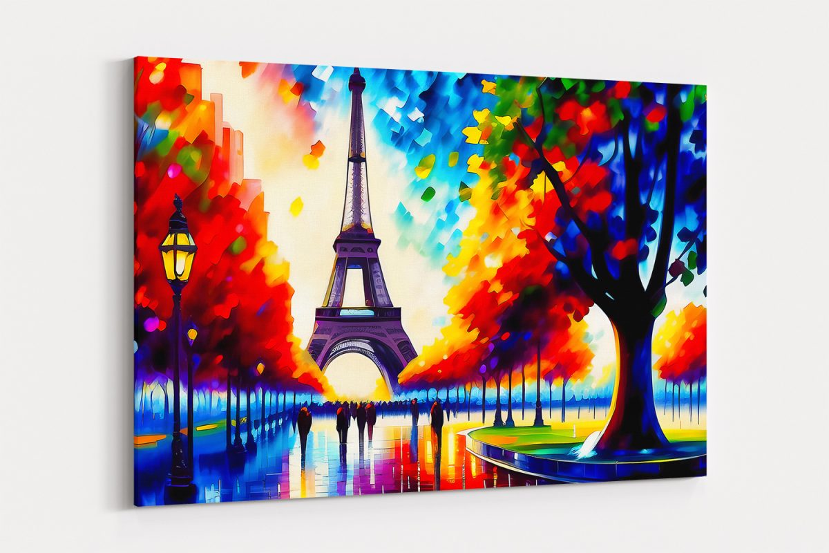 Eifelturm Paris Szene im Stil des Impressionismus – Bild auf Leinwand