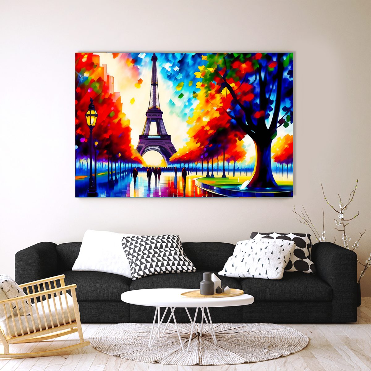 Eifelturm Paris Szene im Stil des Impressionismus – Bild auf Leinwand