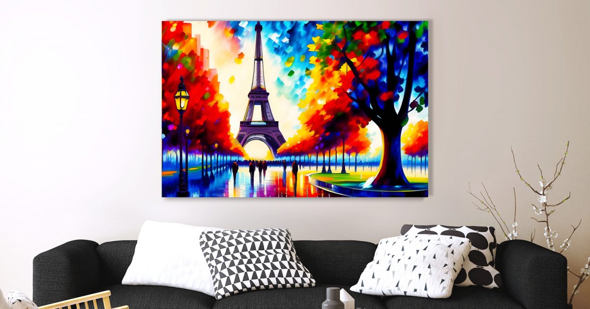 Eifelturm Paris Szene im Stil des Impressionismus – Bild auf Leinwand